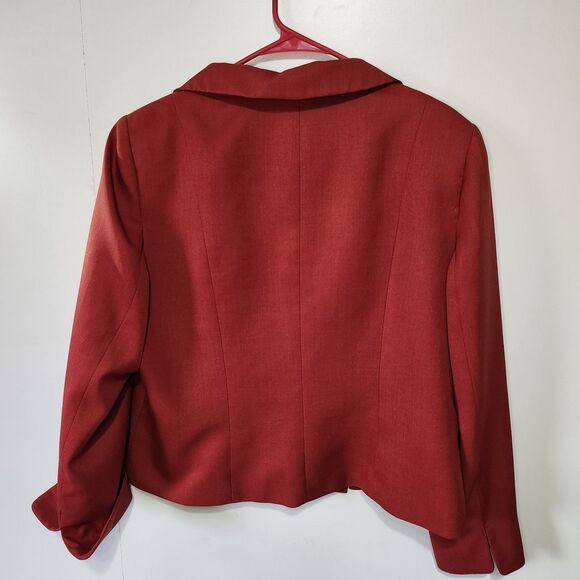 Le Suit Red Blazer Jacket Size 16 XL Cuffed Sleeves Party Office - Picture 7 of 11